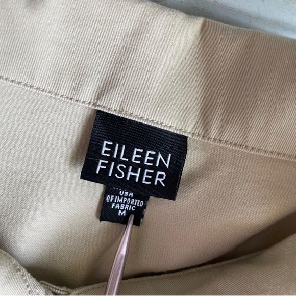 Eileen Fisher Khaki Twill Jacket Button Front Collared Long Sleeve Tan Women's M - Picture 5 of 5